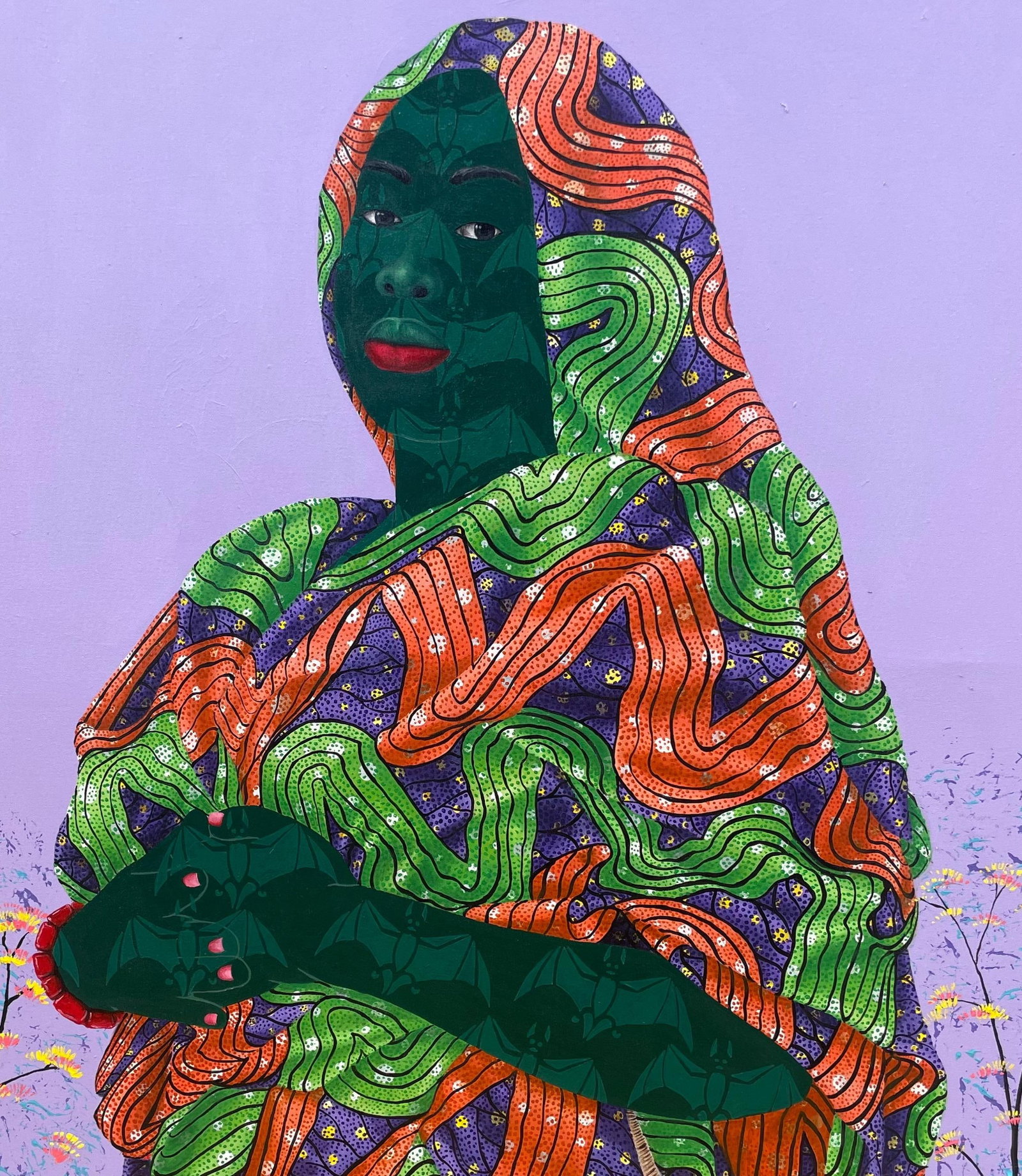 Oluwafemi Afolabi, Inner Nature 1 - 21st Century, Contemporary, Figurative, Women on African Fabric, - 4