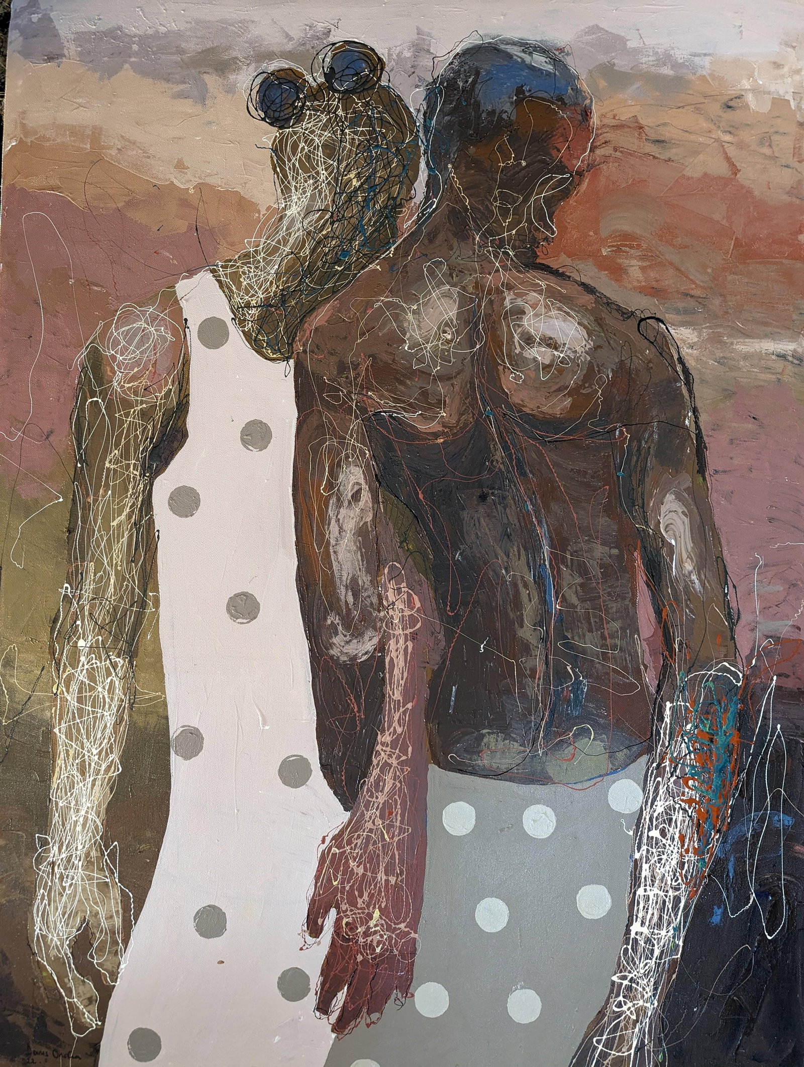 Dennis Onofua, Dogged - 21st Century, Contemporary, Neo Expressionism, Acrylic, Enamel, Love, 2023 - 5