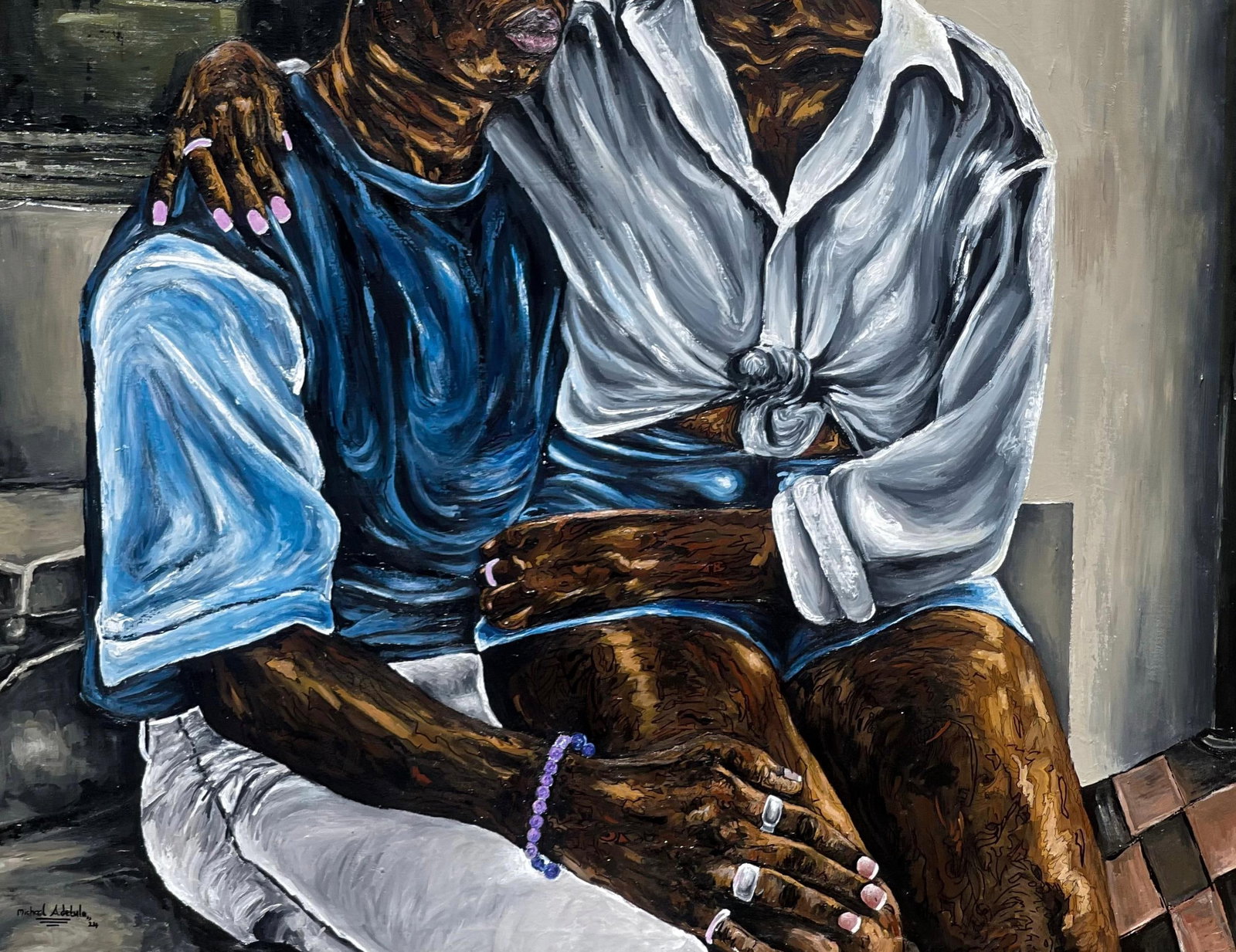 Michael Adetula, A Bond Unspoken -21st Century Contemporary, Figurative Portrait, Women, Men Love, - 4