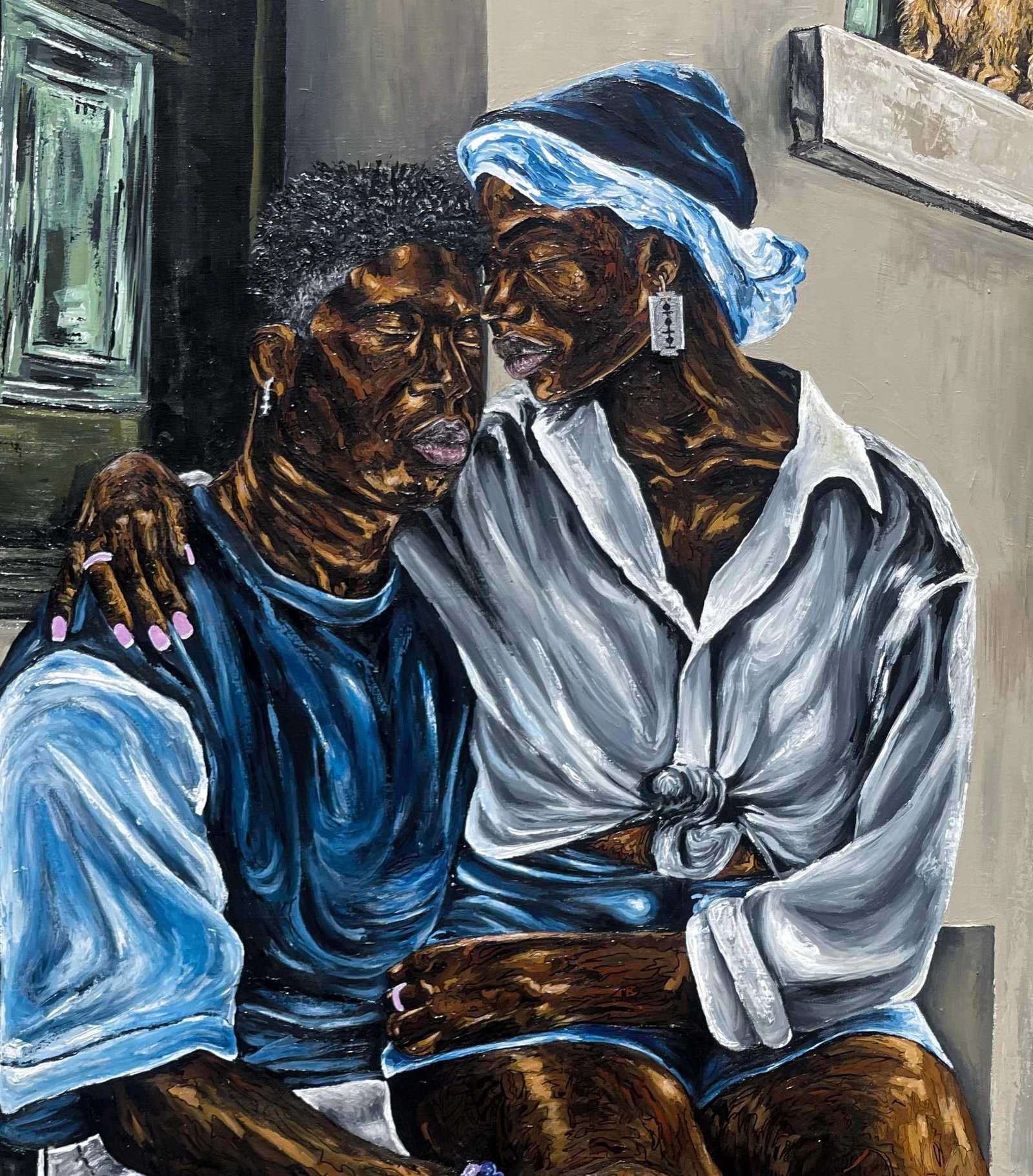 Michael Adetula, A Bond Unspoken -21st Century Contemporary, Figurative Portrait, Women, Men Love, - 5