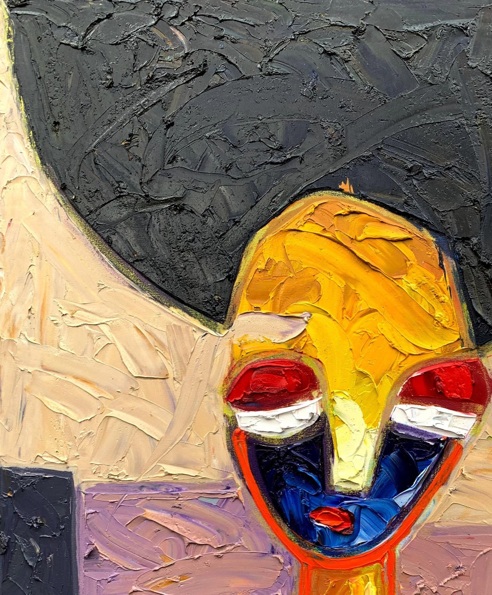 Abiodun Nafiu Azeez, Red -21st Century, Contemporary, Figurative Impasto, Impressionist, Africa - 11