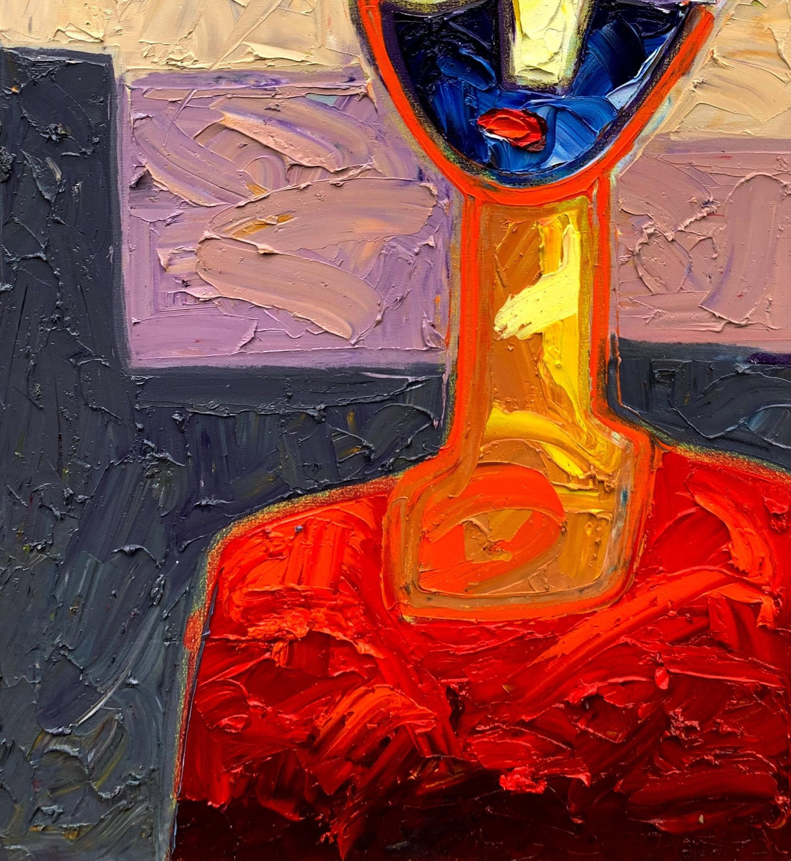 Abiodun Nafiu Azeez, Red -21st Century, Contemporary, Figurative Impasto, Impressionist, Africa - 13