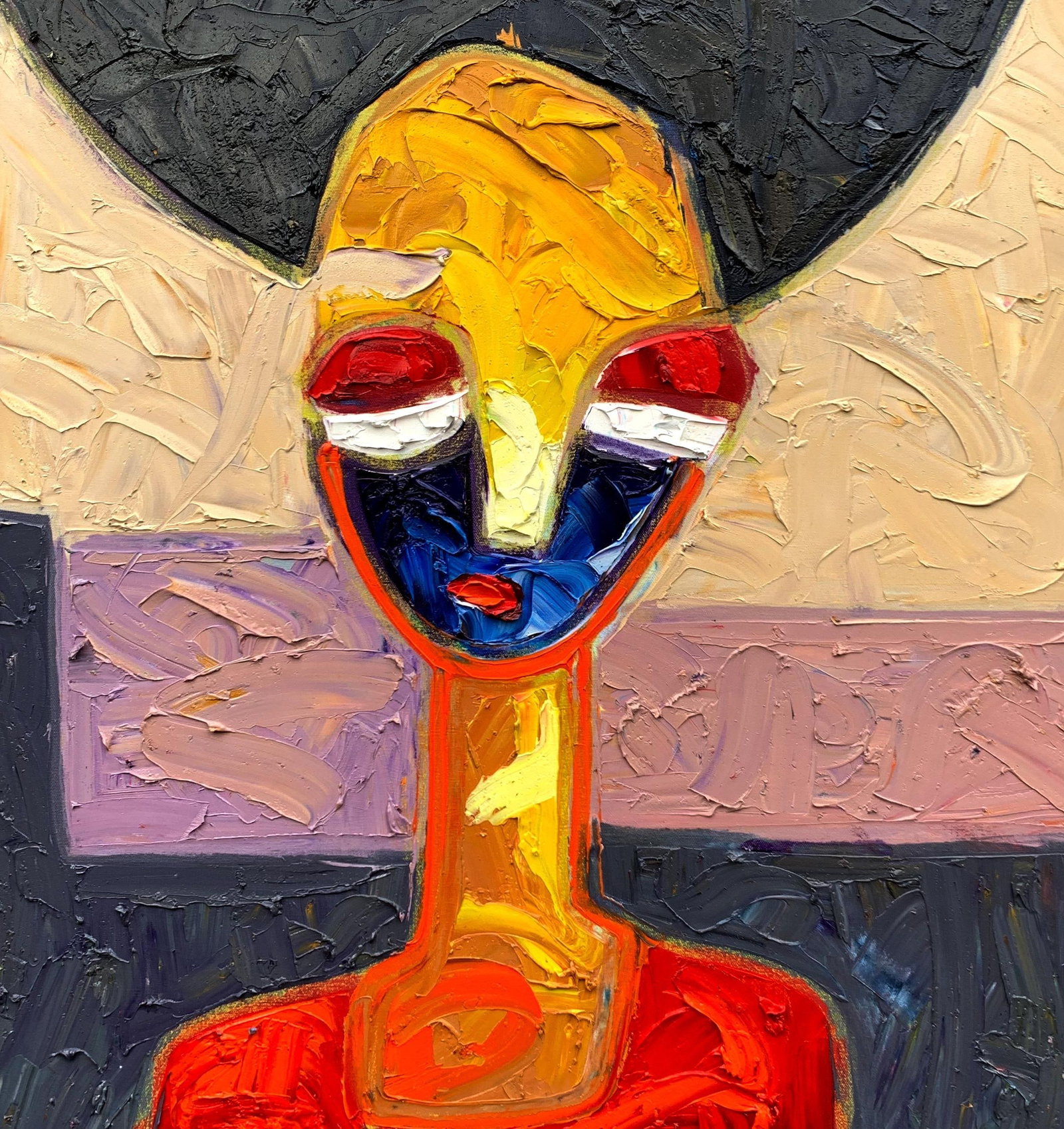 Abiodun Nafiu Azeez, Red -21st Century, Contemporary, Figurative Impasto, Impressionist, Africa - 3