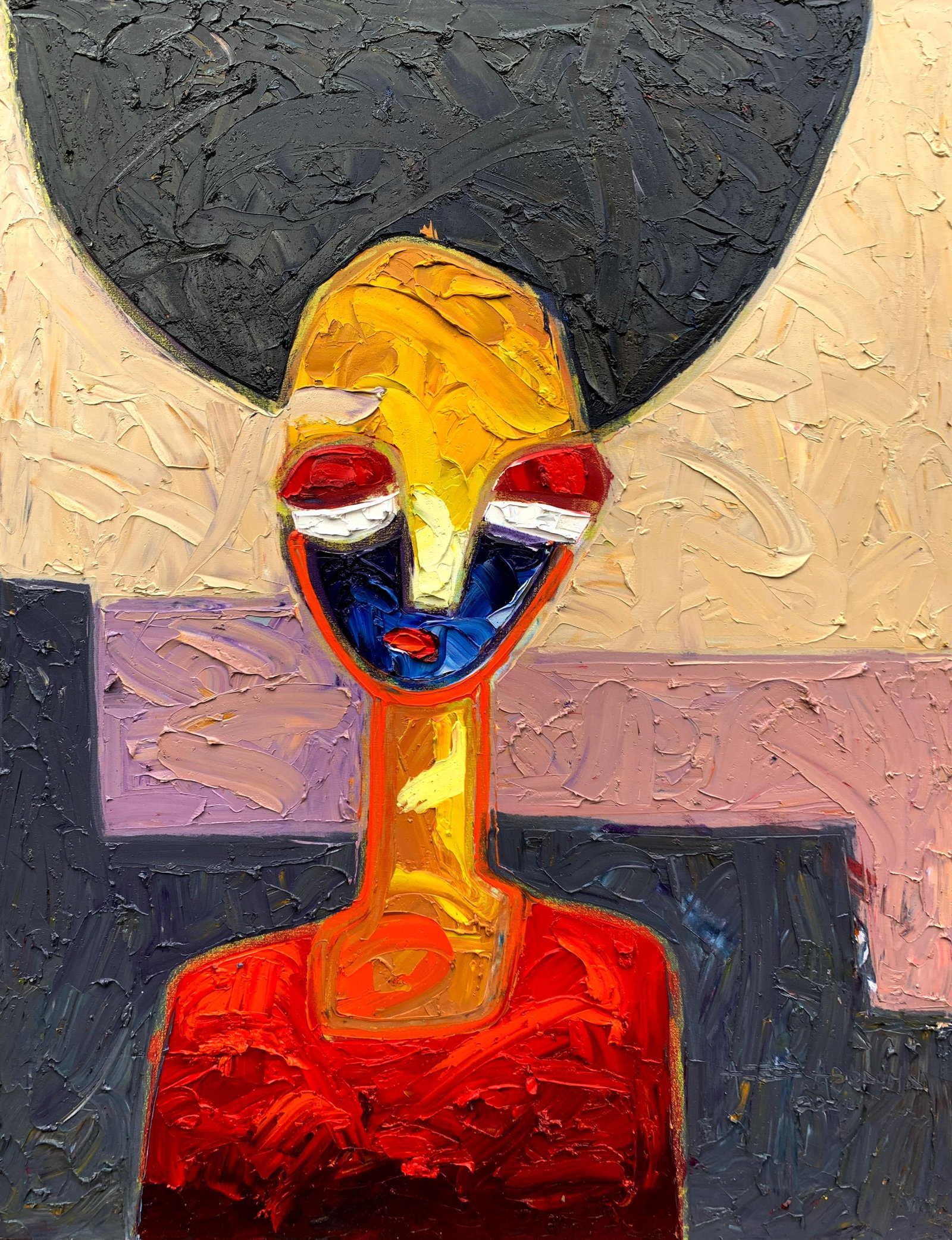 Abiodun Nafiu Azeez, Red -21st Century, Contemporary, Figurative Impasto, Impressionist, Africa - 4