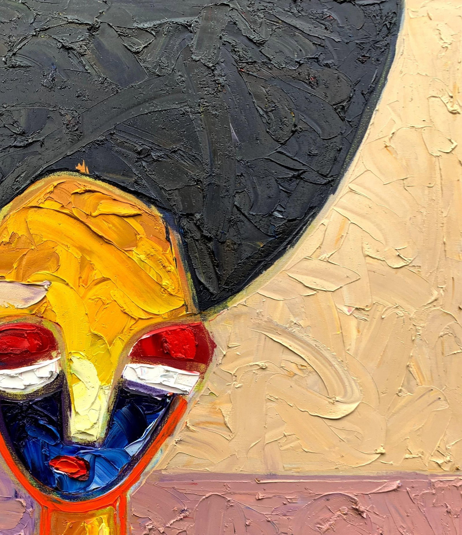 Abiodun Nafiu Azeez, Red -21st Century, Contemporary, Figurative Impasto, Impressionist, Africa - 6