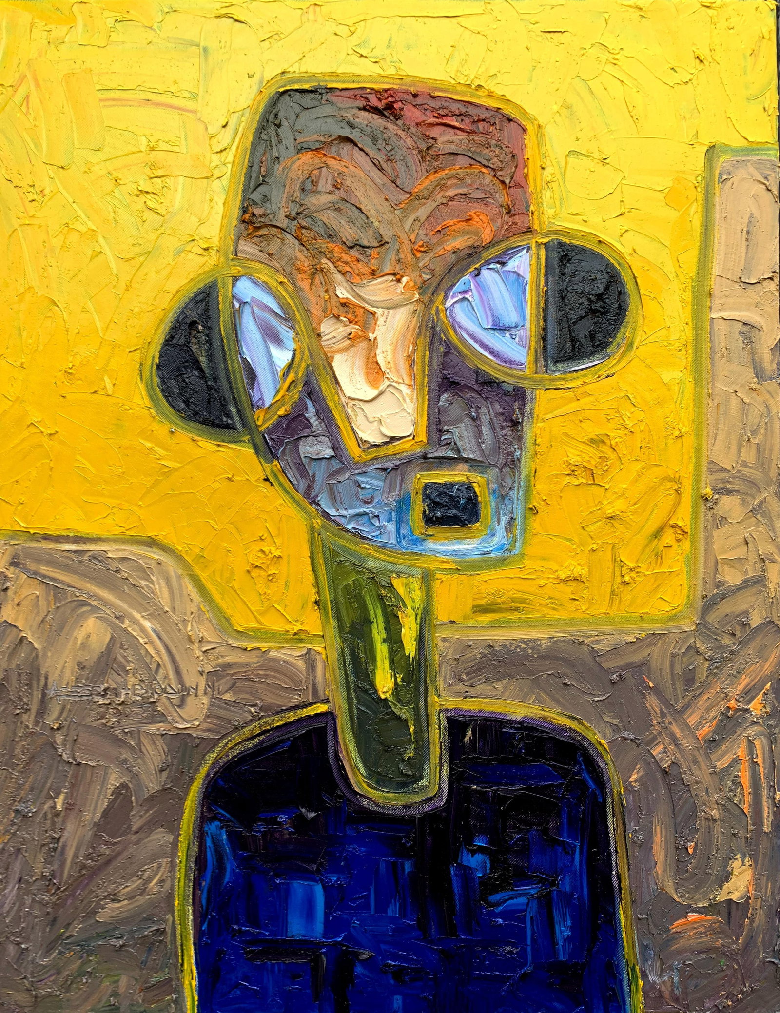 Abiodun Nafiu Azeez, Peace - 21st Century, Contemporary, Figurative Impasto, Impression, Africa: Creator: Abiodun Nafiu Azeez (1993, Nigerian) Creation Year: 2024 Dimensions: Height: 39 in (99.06 cm)Width: 30 in (76.2 cm)Depth: 1 in (2.54 cm) Medium: Canvas,Oil Movement & Style: Contemporary Peri