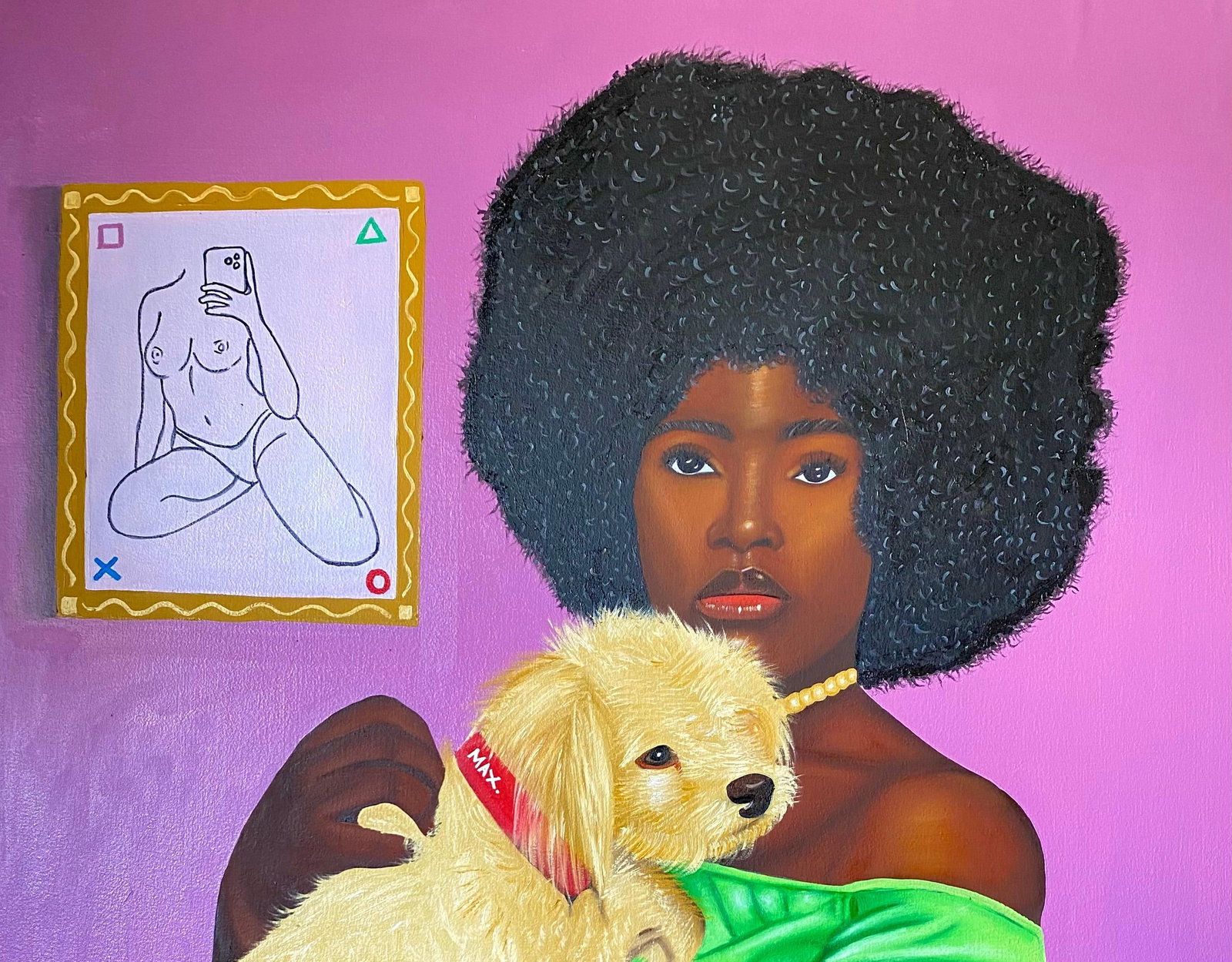 Tolulope Adigbo, Max in Loving Arms -21st Century Contemporary, Portrait, Fashion, Woman with Dog, - 6