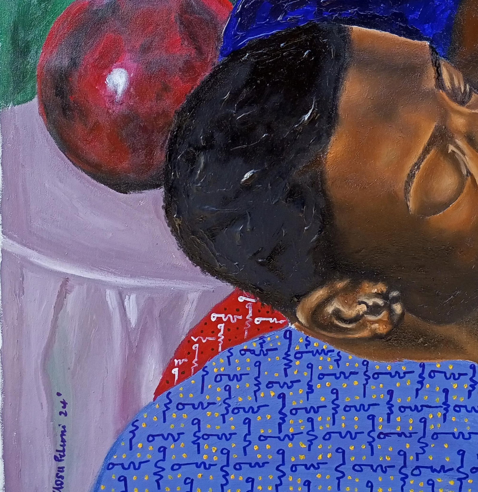 Olaosun Oluwapelumi, Portrait and Sunflower 2 - 21st Century, Contemporary, Figurative, Modern, Oil, - 13