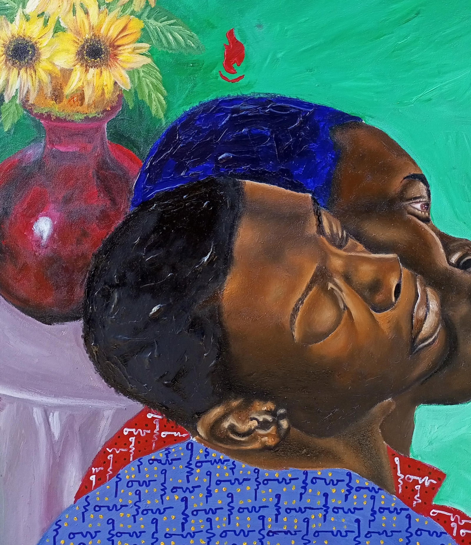 Olaosun Oluwapelumi, Portrait and Sunflower 2 - 21st Century, Contemporary, Figurative, Modern, Oil, - 3