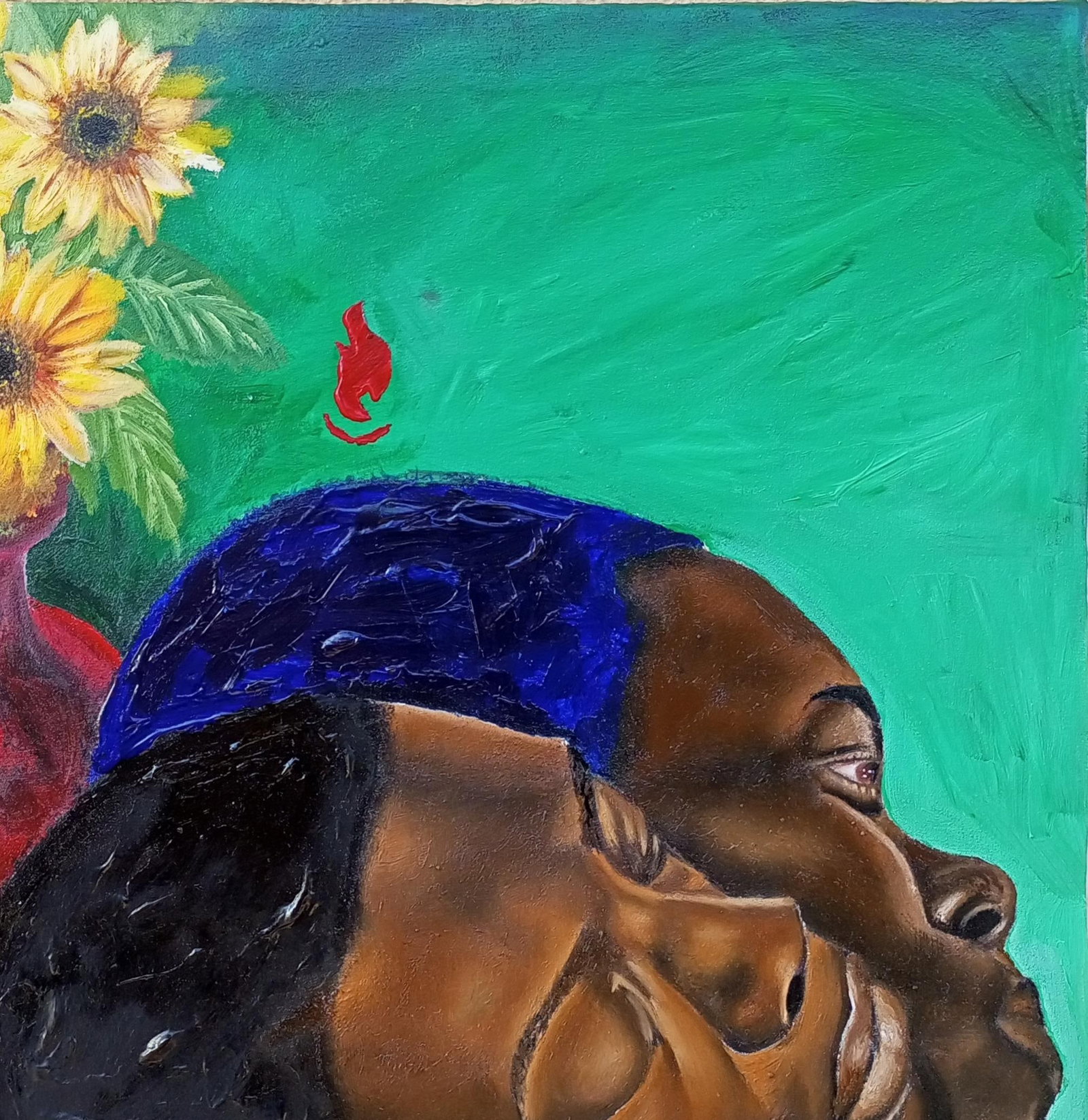 Olaosun Oluwapelumi, Portrait and Sunflower 2 - 21st Century, Contemporary, Figurative, Modern, Oil, - 6