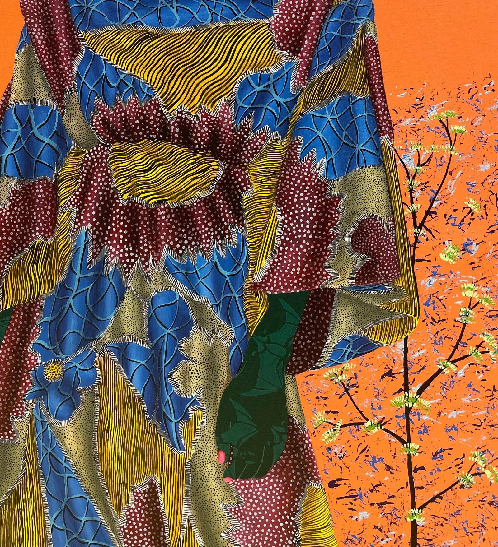 Oluwafemi Afolabi, Inner Nature 2 - 21st Century, Contemporary, Figurative, Women on African Fabric, - 9