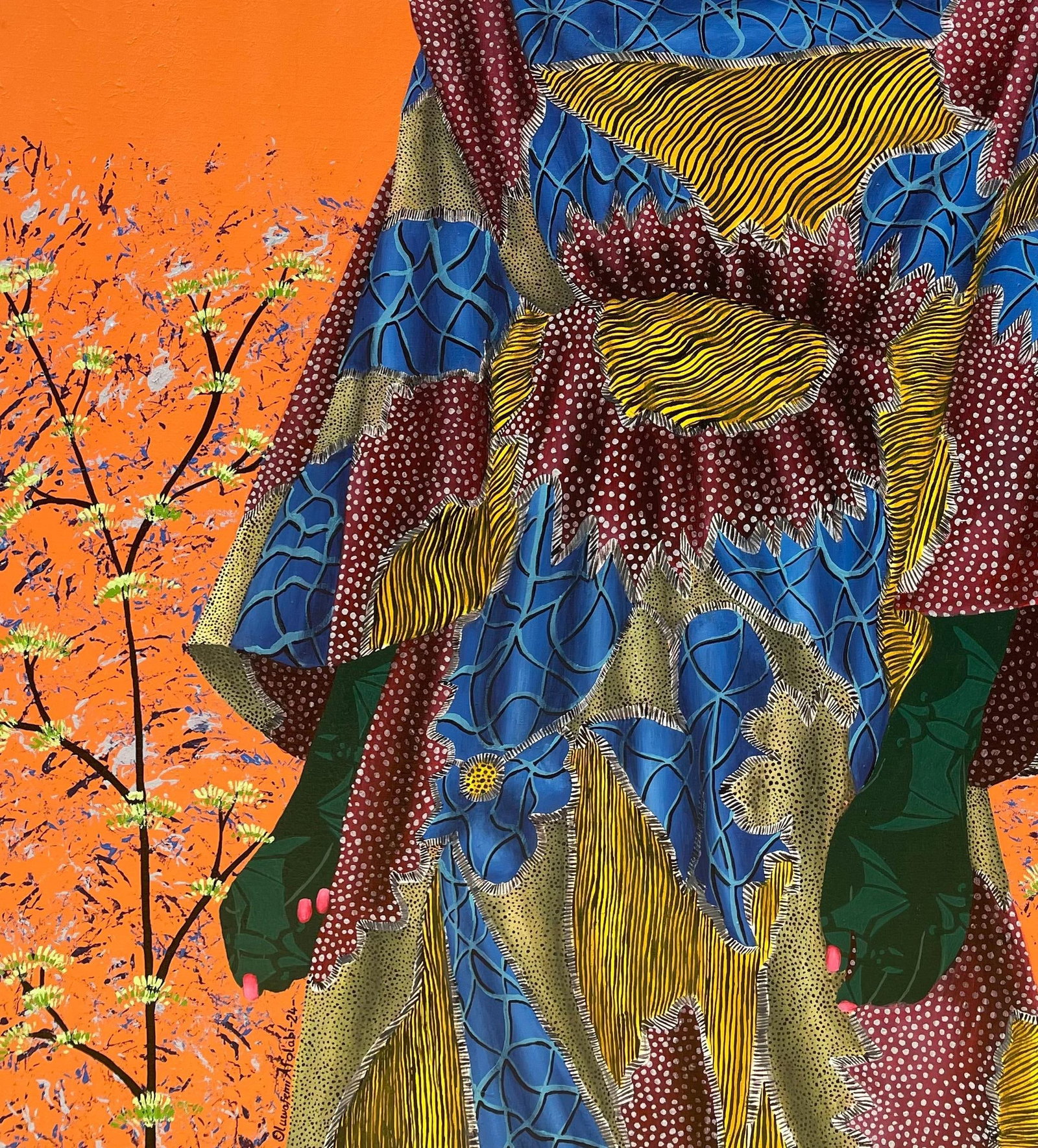 Oluwafemi Afolabi, Inner Nature 2 - 21st Century, Contemporary, Figurative, Women on African Fabric, - 2