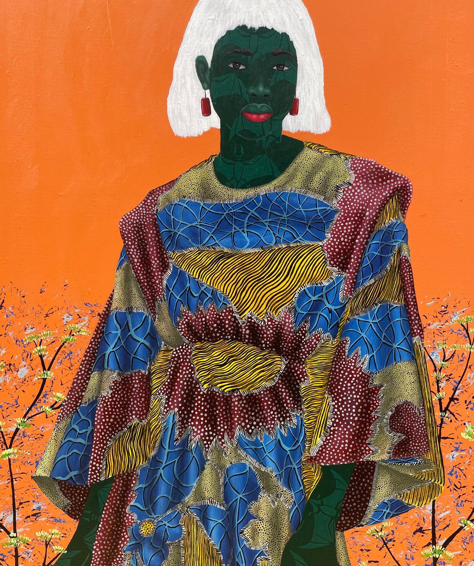 Oluwafemi Afolabi, Inner Nature 2 - 21st Century, Contemporary, Figurative, Women on African Fabric, - 4
