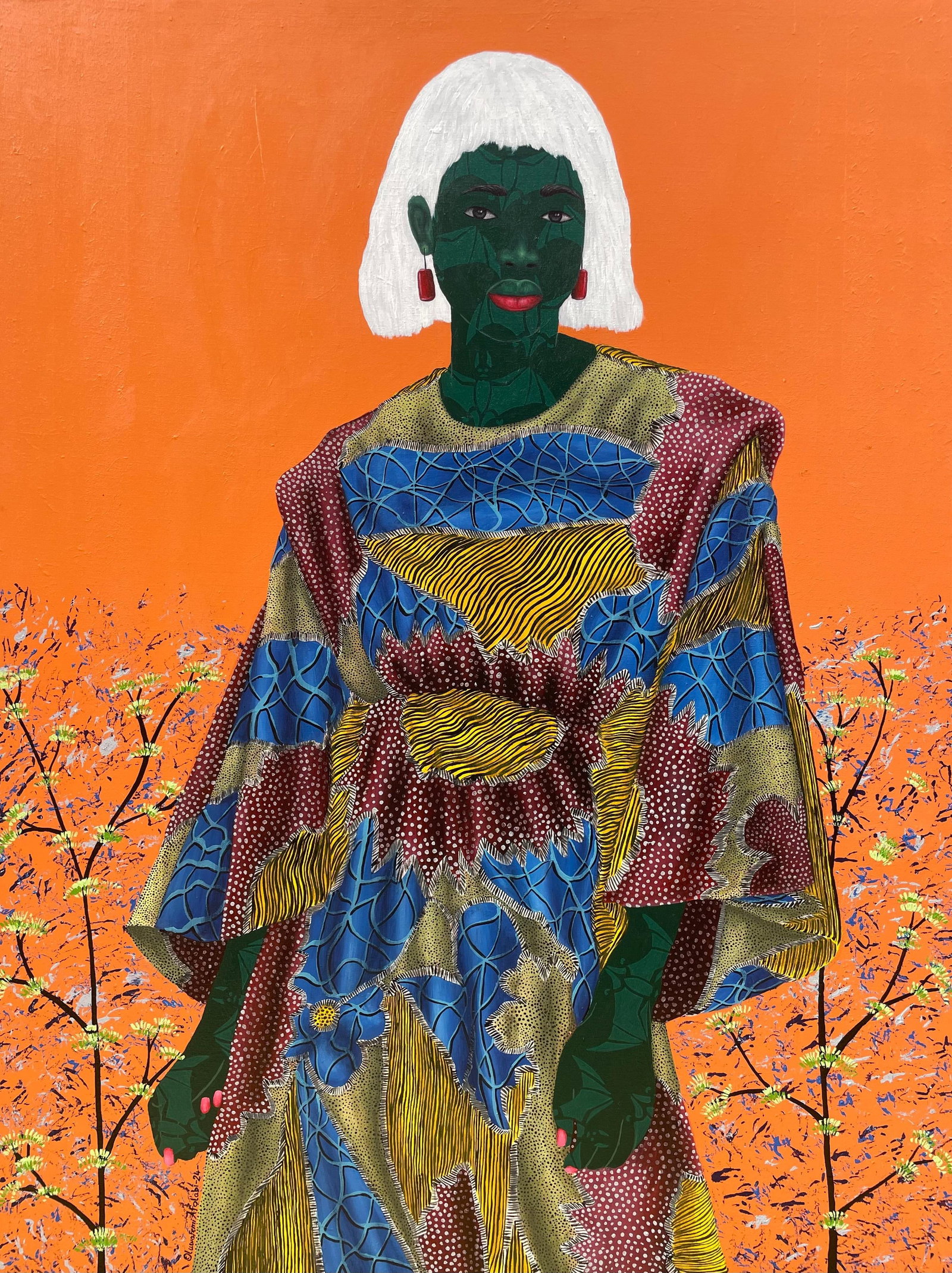 Oluwafemi Afolabi, Inner Nature 2 - 21st Century, Contemporary, Figurative, Women on African Fabric, - 5