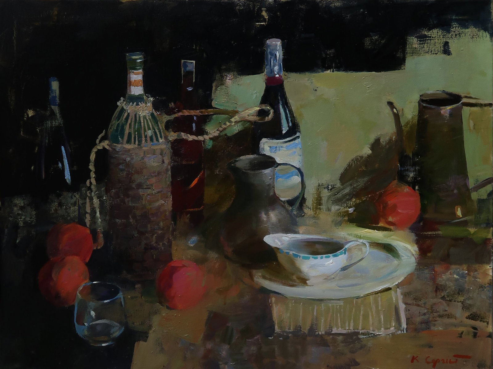 Oil painting Still life Serg Kovalenko: Title: Oil painting Still life Serg Kovalenko Description: 12SK Painter: Serg Kovalenko Size: 60x80 cm/23.6x31.5 inches Components: oil, canvas Original painting CONDITION: exellent ERA: modern Gradua