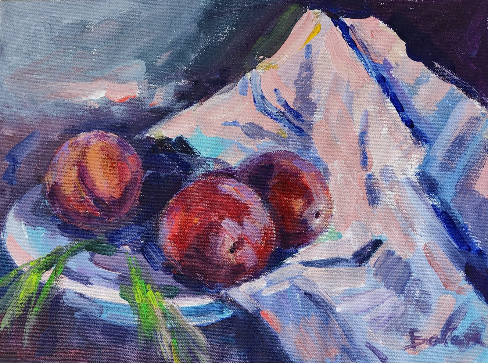 Oil painting peaches Vyacheslav Petrovich Babac: Title: Oil painting peaches Vyacheslav Petrovich Babac Description: 122BA Painter: Vyacheslav Petrovick Babac Size: 30x40 cm/11.81x15.74 inches Components: oil, canvas, acrylic Original painting from 