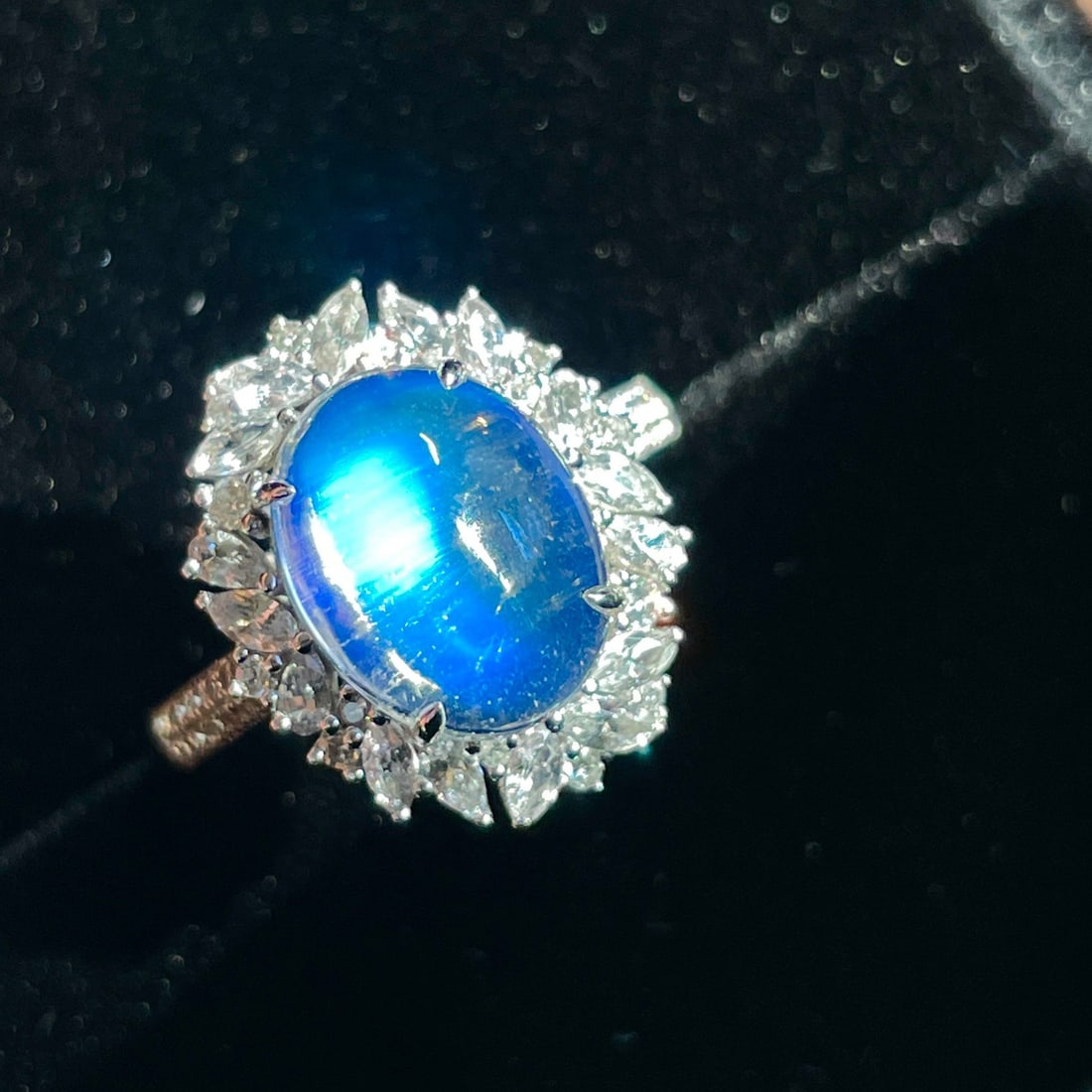14K GOLD 3.01 CTW NATURAL MOONSTONE & DIAMOND RING - 7