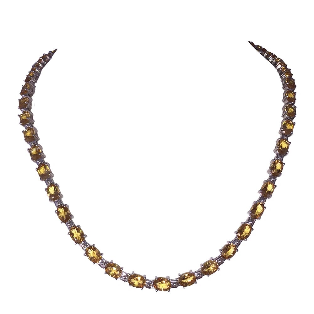 Faceted Citrine Oval Sterling Silver Eternity Necklace - 2