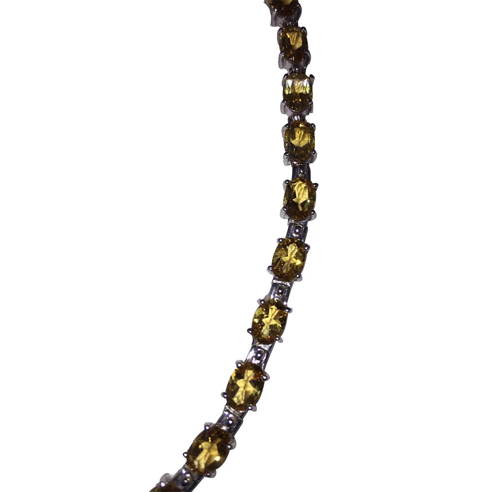 Faceted Citrine Oval Sterling Silver Eternity Necklace - 3