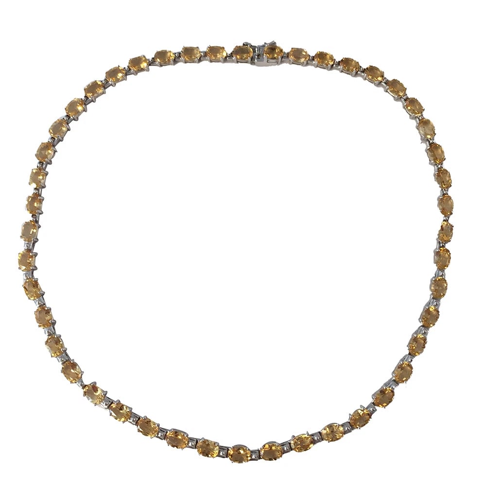 Faceted Citrine Oval Sterling Silver Eternity Necklace - 4