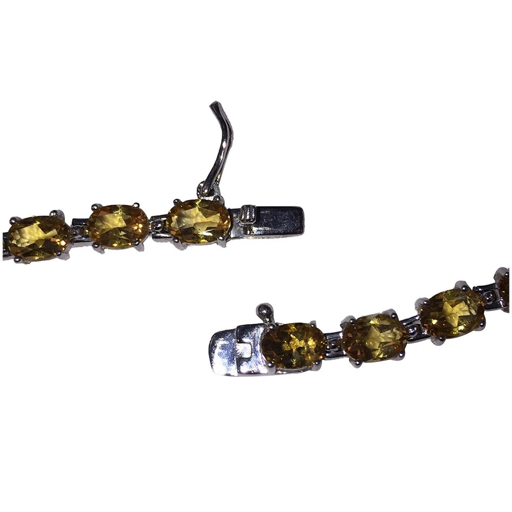 Faceted Citrine Oval Sterling Silver Eternity Necklace - 6