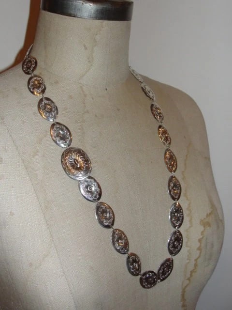 Sterling Silver Concho Southwestern Pendant Necklace - 3