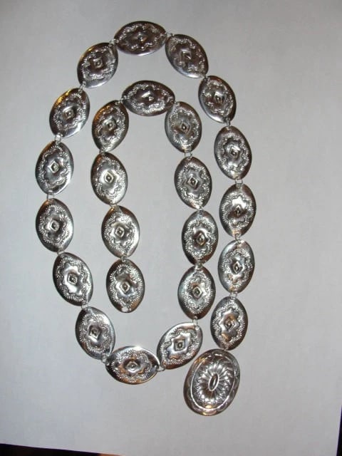 Sterling Silver Concho Southwestern Pendant Necklace - 4