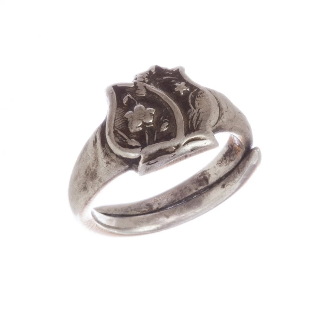 Art Deco Inspired Sterling Silver Chinese Floral Ring - 3