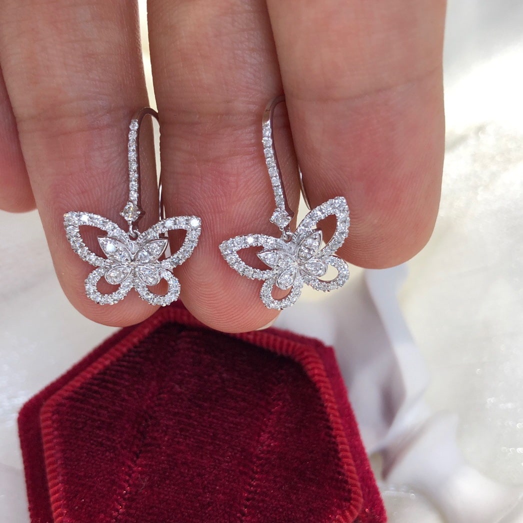14K GOLD 0.66 CT NATURAL H DIAMOND EARRINGS - 9
