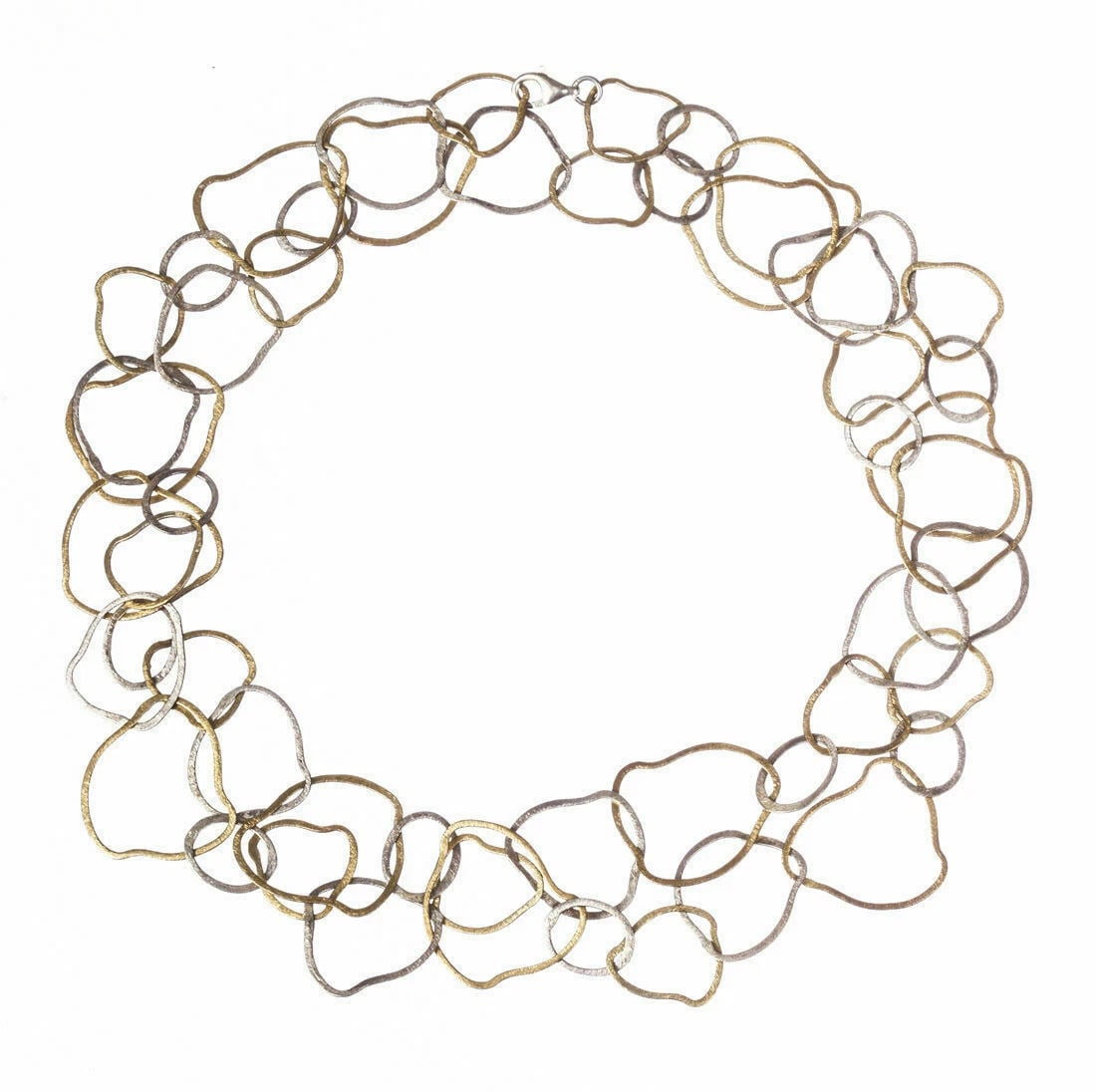 Sterling Silver Etched Flat Link Flapper Necklace - 3