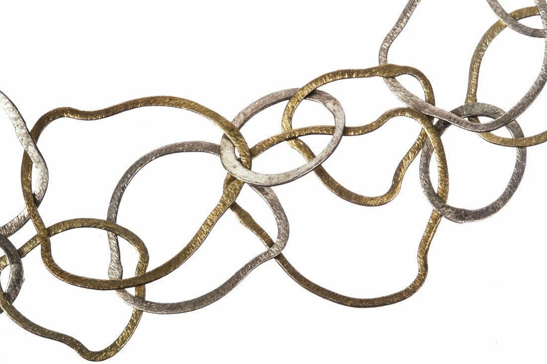 Sterling Silver Etched Flat Link Flapper Necklace - 5