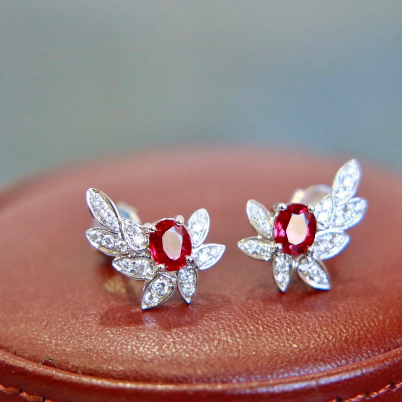 14K GOLD 1.04 CTW NATURAL RUBY & DIAMOND EARRINGS - 6