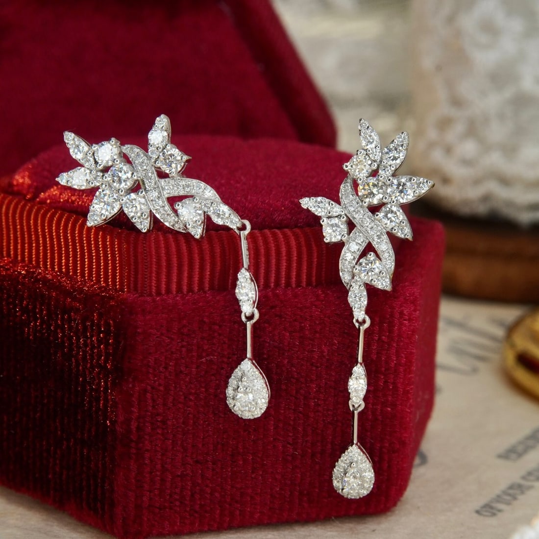 14K GOLD 1.02 CT NATURAL H DIAMOND EARRINGS - 4