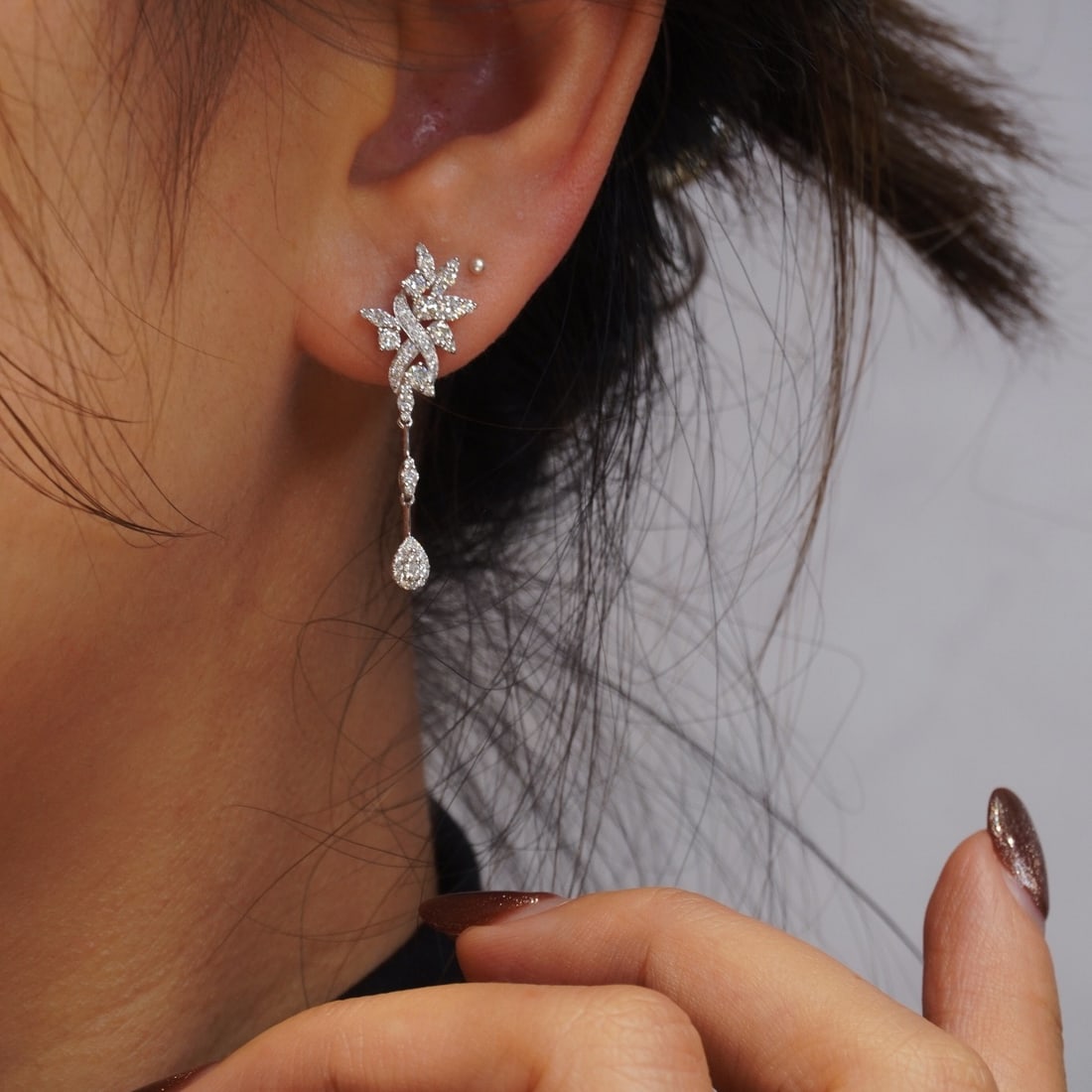 14K GOLD 1.02 CT NATURAL H DIAMOND EARRINGS - 7