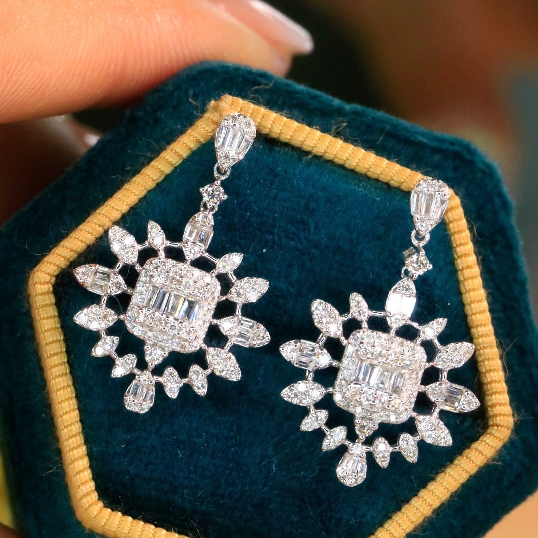 14K GOLD 0.86 CT NATURAL H DIAMOND EARRINGS - 2