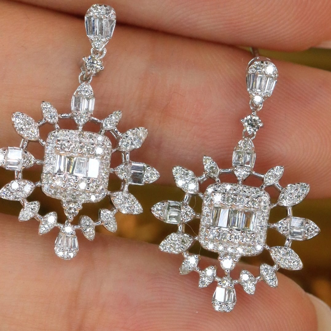 14K GOLD 0.86 CT NATURAL H DIAMOND EARRINGS - 5