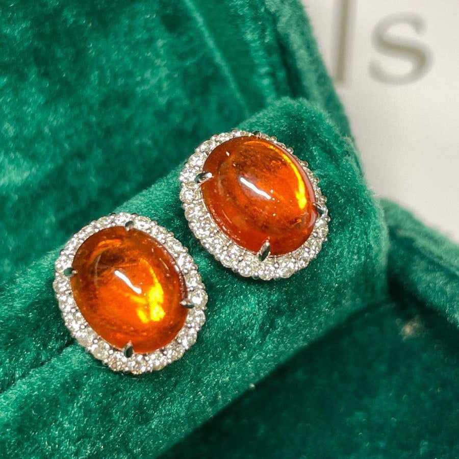 14K GOLD 7.11 CTW NATURAL PARTSCHINITE & DIAMOND EARRINGS - 2