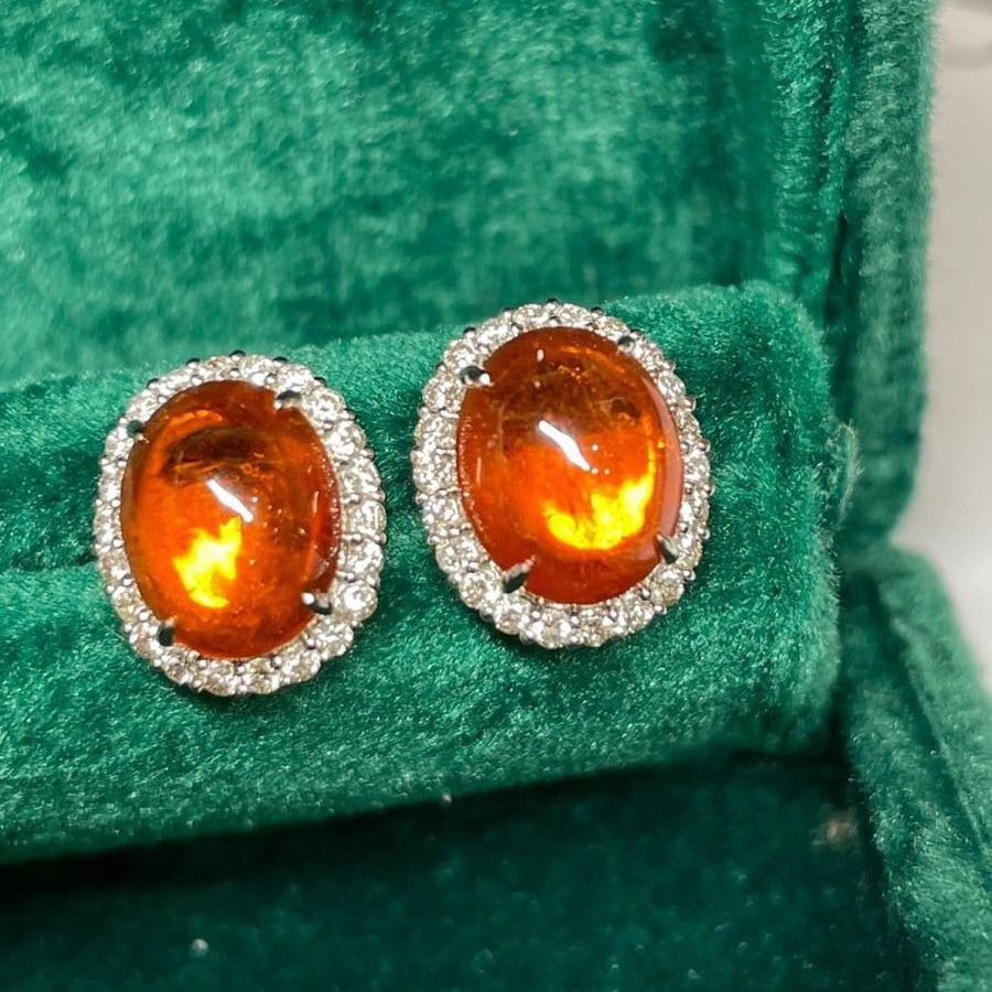 14K GOLD 7.11 CTW NATURAL PARTSCHINITE & DIAMOND EARRINGS - 3