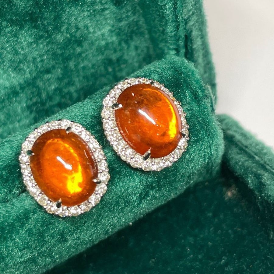 14K GOLD 7.11 CTW NATURAL PARTSCHINITE & DIAMOND EARRINGS - 4