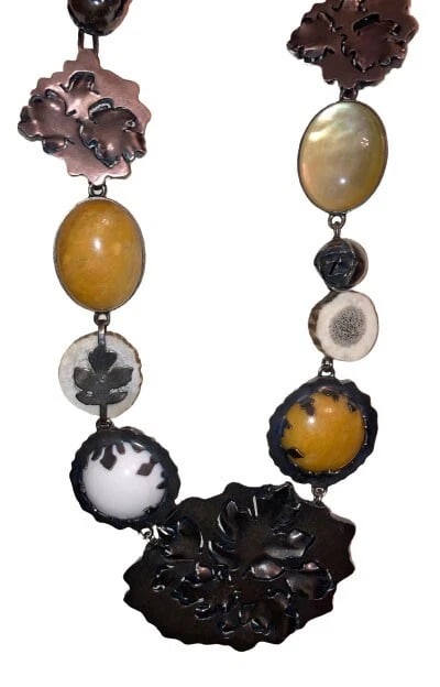 Bottega Veneta Sterling Silver Horn Cinnamon Jade Statement Necklace - 4