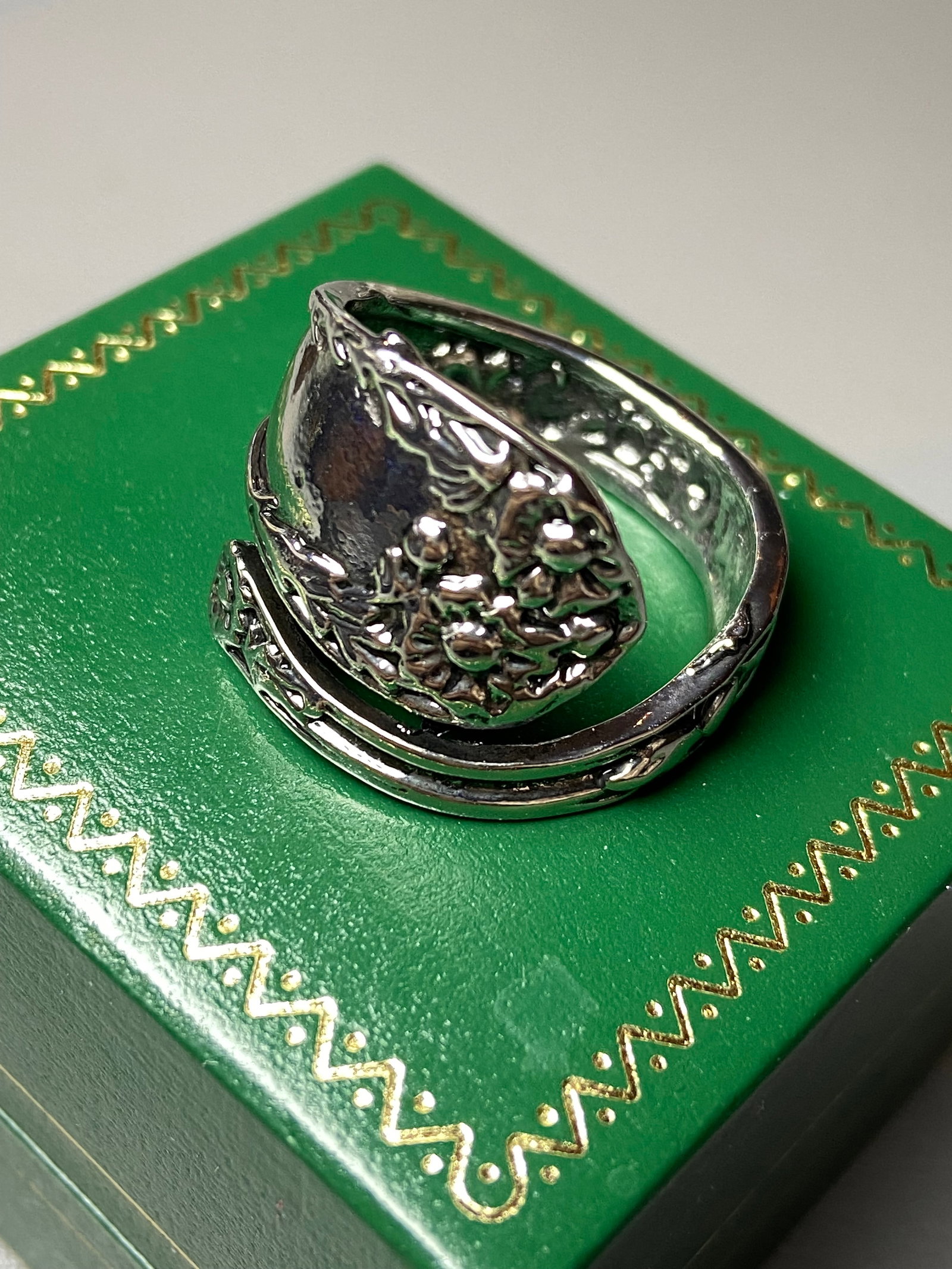 Vintage style flowers ring spoon ring - 2