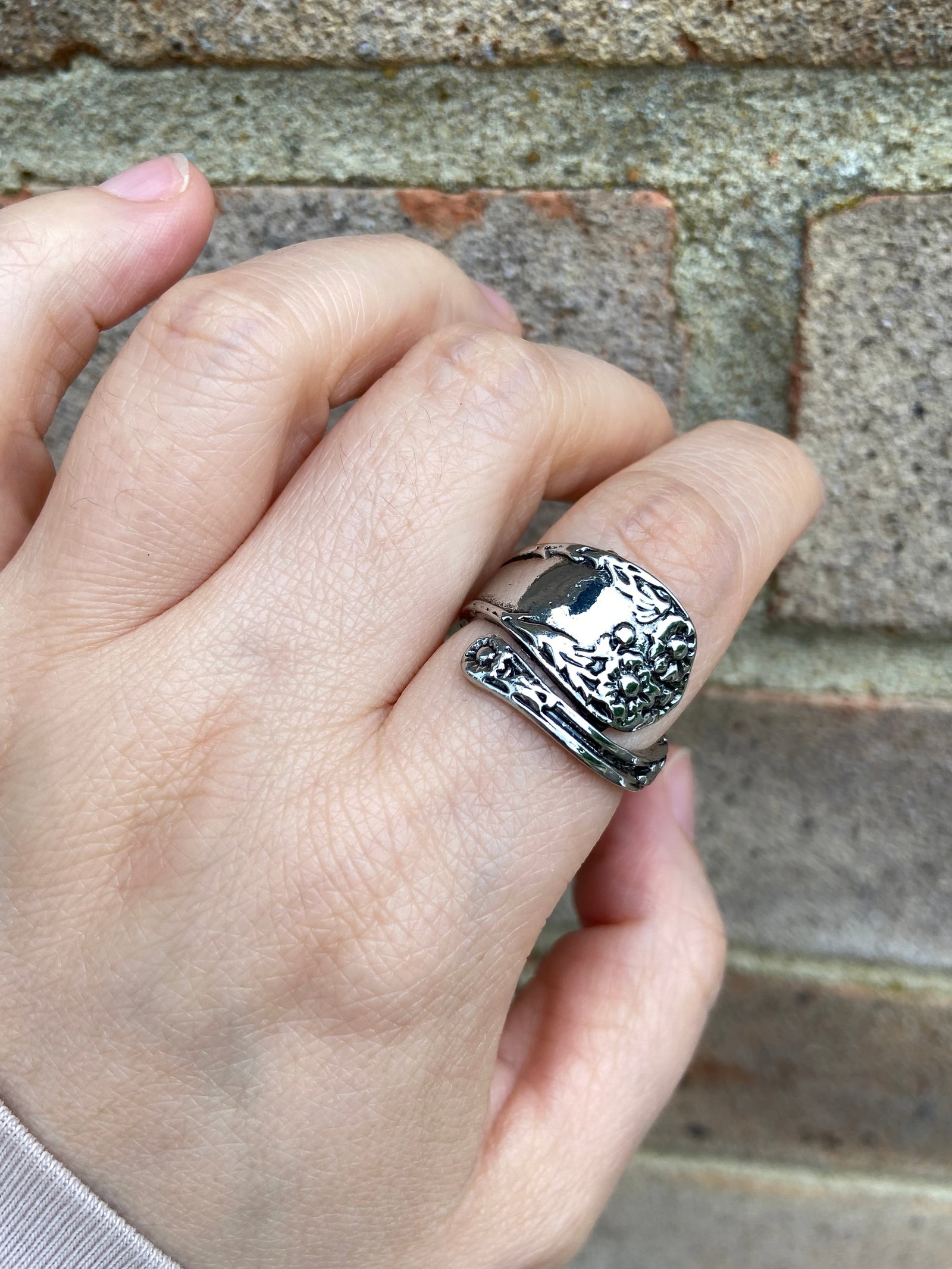 Vintage style flowers ring spoon ring - 3