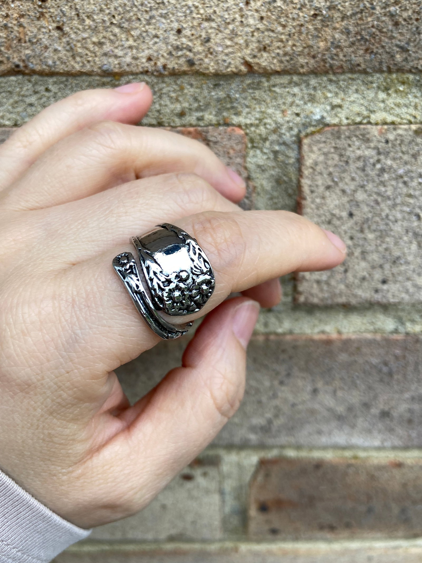 Vintage style flowers ring spoon ring - 5