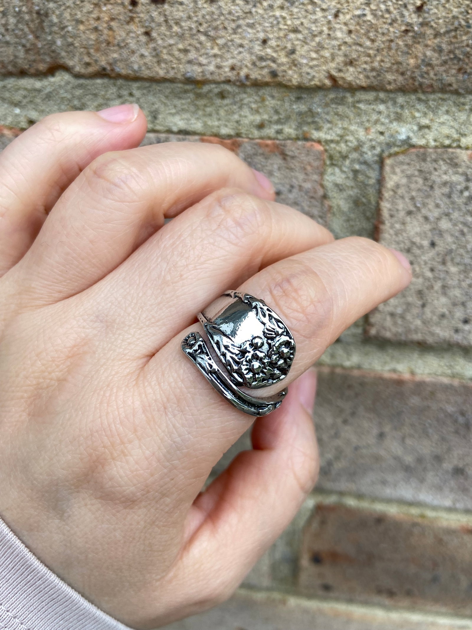Vintage style flowers ring spoon ring - 6