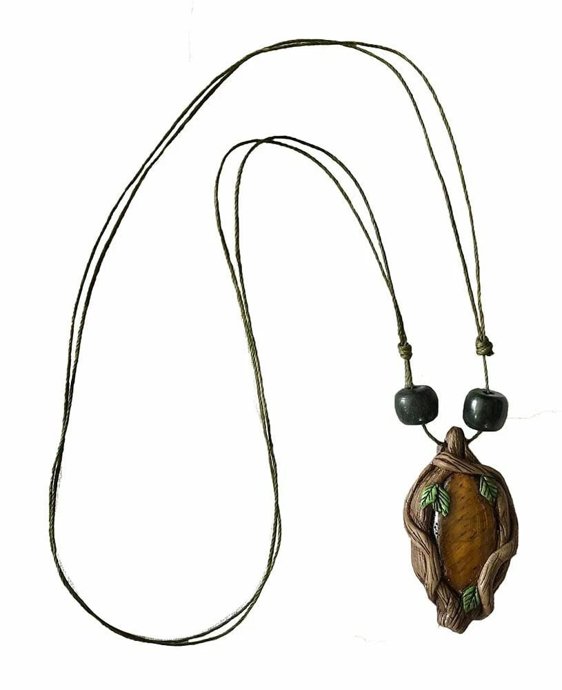 New Polymer Clay Tiger Eye Jade Bead Green Artisan Hand Made Necklace - 2
