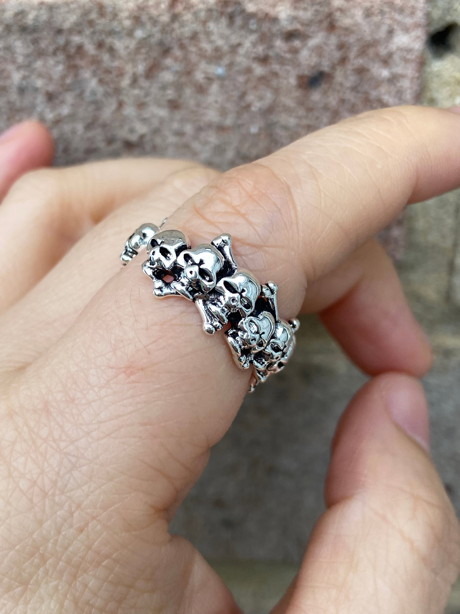 Gothic Punk style Skull Ring Silver Statement Ring - 6