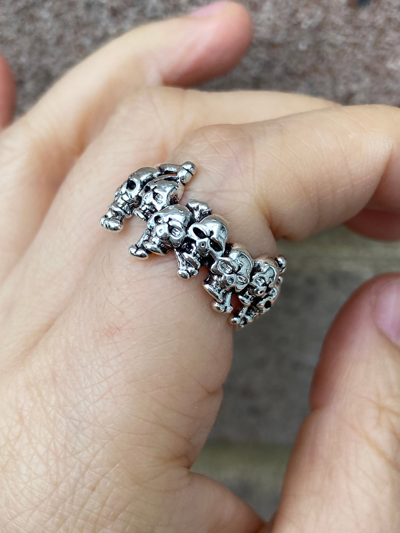 Gothic Punk style Skull Ring Silver Statement Ring - 7
