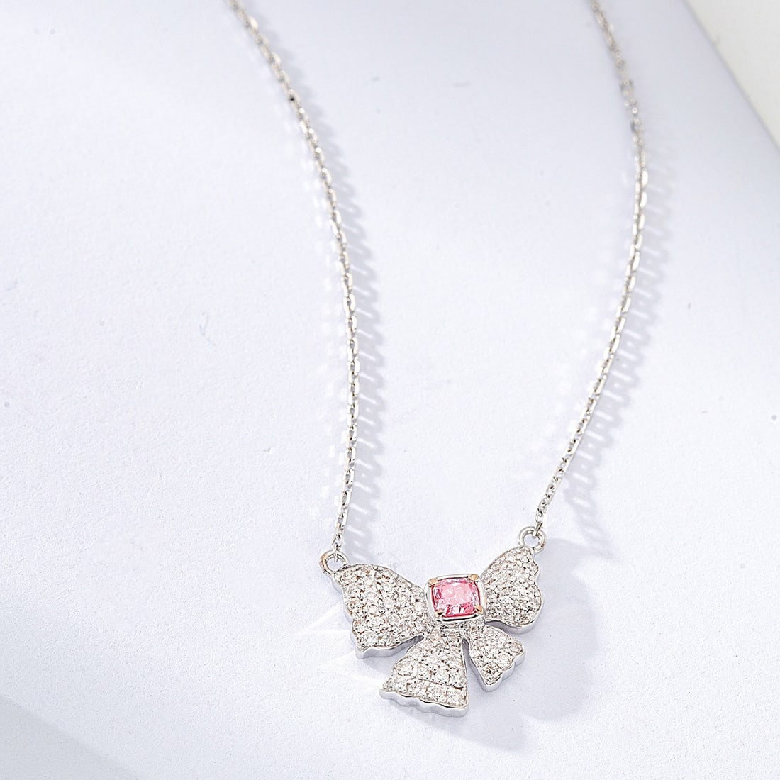 14K GOLD 0.42 CTW NATURAL PINK DIAMOND & DIAMOND NECKLACE - 2