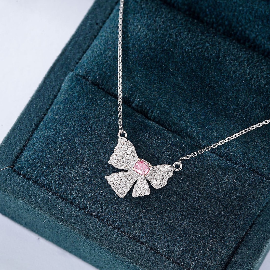 14K GOLD 0.42 CTW NATURAL PINK DIAMOND & DIAMOND NECKLACE - 3