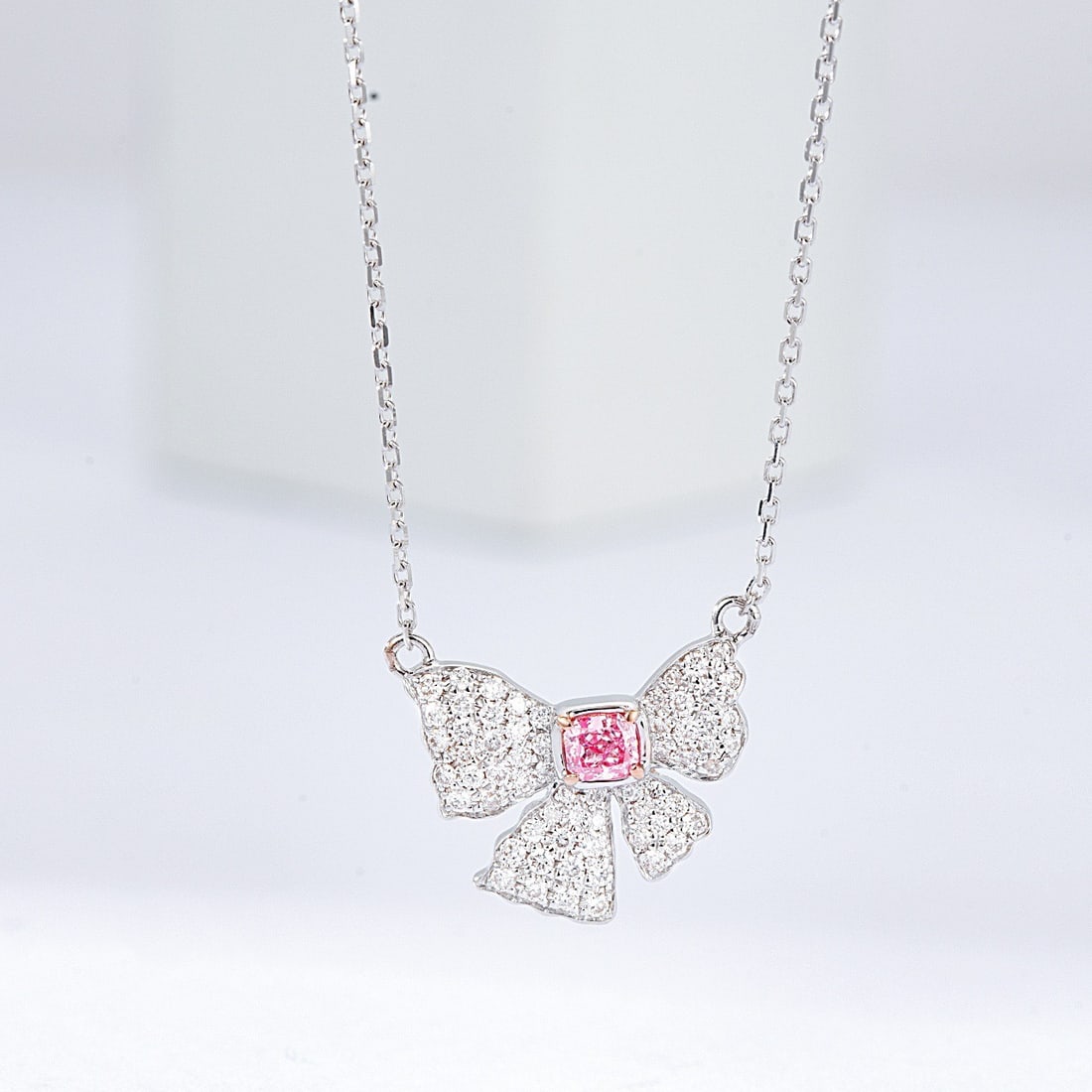 14K GOLD 0.42 CTW NATURAL PINK DIAMOND & DIAMOND NECKLACE - 5